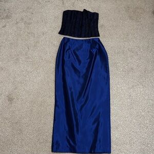 Vintage Jessica McClintock Blue Strapless Prom Dress early 2000s